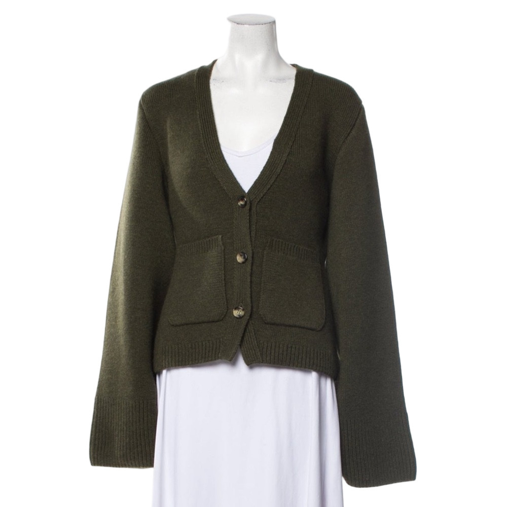 KHAITE SCARLET CARDIGAN Olive Green - S